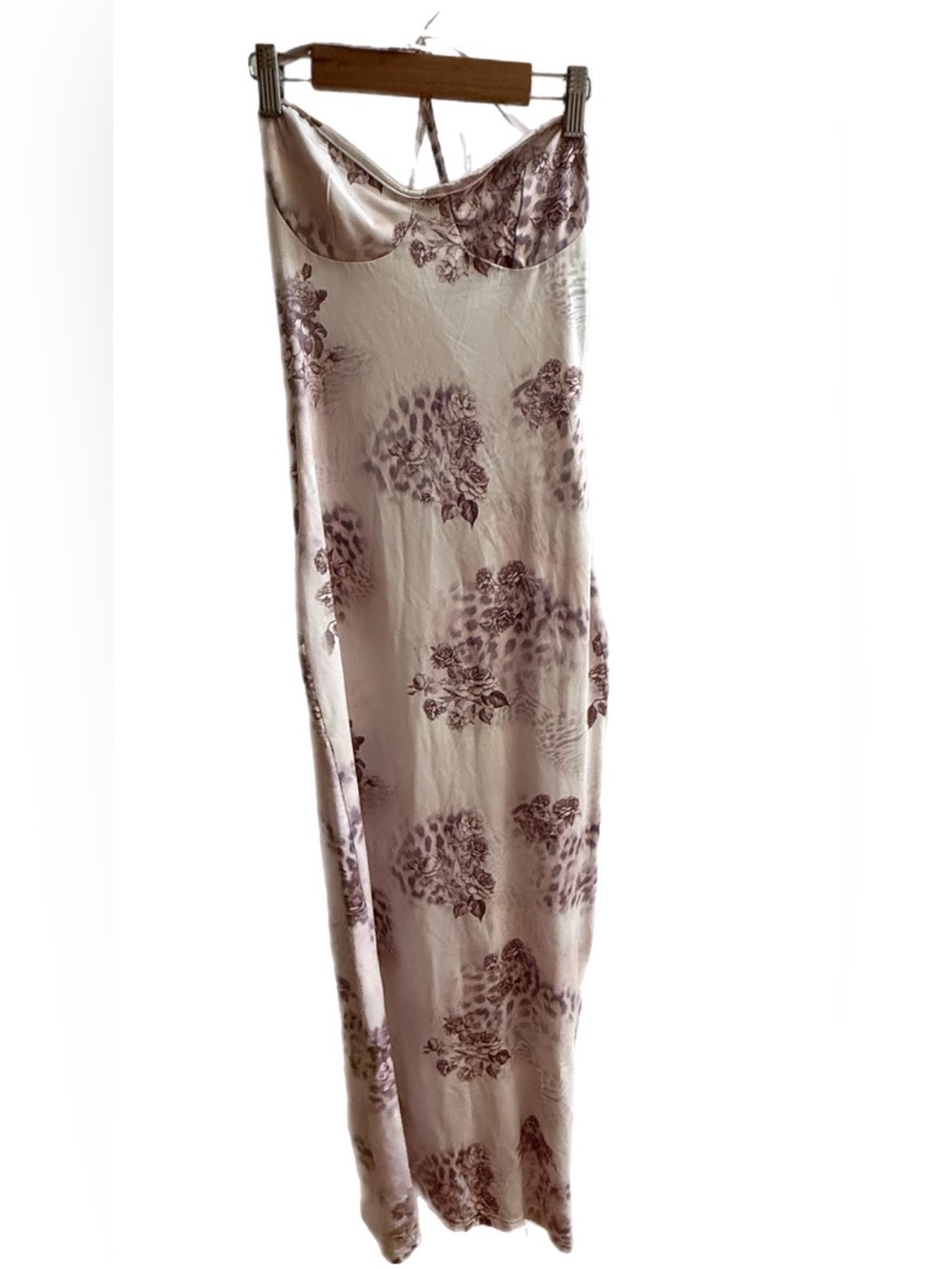 Women's Floral Maxi Slip Dress - Dusty Rose Print